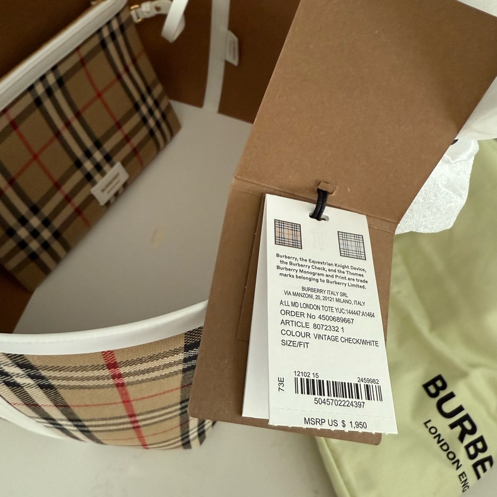 BURBERRY London Medium Check Cotton Tote - NWT & DUSTBAG ⭐️Discontinued⭐️ - Picture 11 of 13